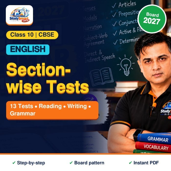 Class 10 English - 13 Section-wise Tests with Answers CBSE 2027